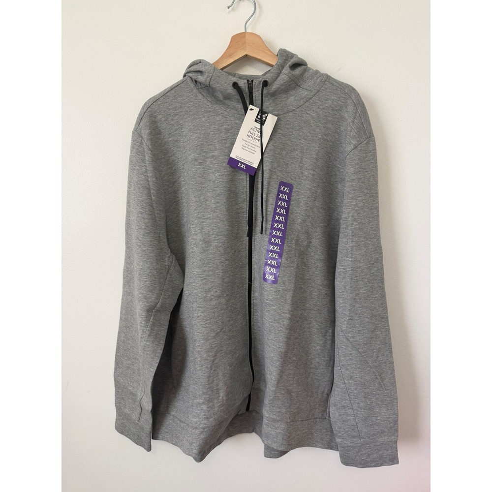 Member's Mark Men's Active Zip-Up Hoodie – Grey – Size XXL – NWT